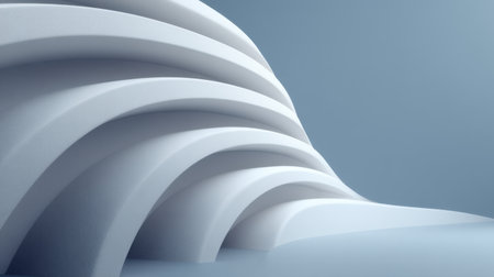 This image features abstract, wave-like structures in soft white tones, evoking feelings of calmness and modernity, perfect for artistic and design projects.の素材