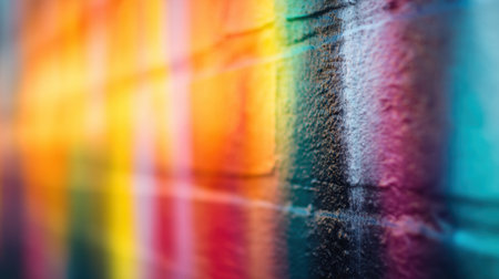 A close-up view of a colorful abstract wall featuring bright, vibrant hues creating an energetic atmosphere perfect for artistic projects and creative inspirations.の素材