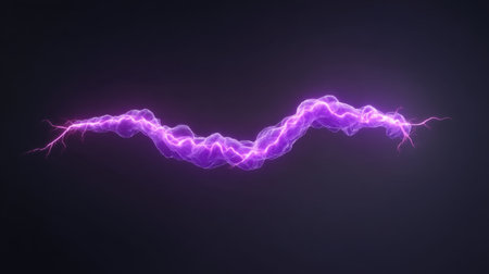 Captivating illustration of a purple lightning bolt showcasing dynamic motion and energy against a dark backdrop, ideal for artistic and creative applications.の素材