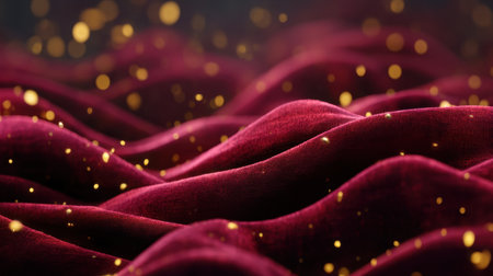 Experience the elegance of luxurious burgundy velvet waves adorned with golden sparkles, creating a rich and inviting atmosphere for design and decor inspiration.の素材