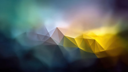 A captivating abstract landscape featuring geometric triangular shapes in a vibrant gradient, perfect for creative projects seeking an artistic and dreamy ambiance.の素材