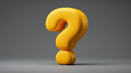 This bright yellow question mark symbol embodies curiosity and inquiry against a subtle gray background, perfect for visuals related to exploration, learning, and uncertainty.の素材