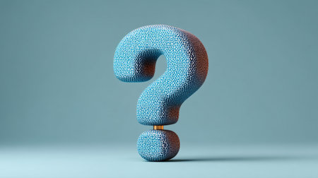This visually captivating 3D blue question mark symbolizes curiosity and inquiry in modern design. Perfect for concepts related to thinking and exploration.の素材