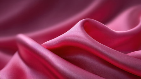 Captivating close-up of soft pink satin fabric displaying gentle waves and a luxurious sheen, perfect for backgrounds in fashion, design, and creative projects.の素材