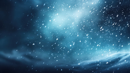 Experience the enchanting beauty of a winter snowfall in a deep blue atmosphere, capturing the essence of tranquility and the magic of the season.の素材