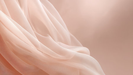 This image captures the essence of soft and airy sheer fabric gracefully draped against a blush pink background, creating a romantic and elegant atmosphere perfect for design projects.の素材