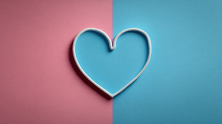 A charming heart shape outline sits against a soft pink and light blue background, creating a modern and playful vibe ideal for romantic themes or designs.の素材