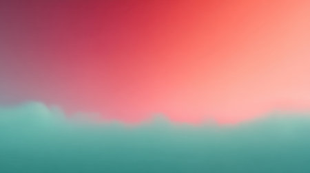 Soft gradient blend of pink and aqua hues in a dawn sky, featuring ethereal clouds. Ideal for conveying tranquility and calmness in any visual project.の素材