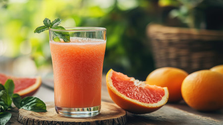 A glass of freshly squeezed grapefruit juiceの素材