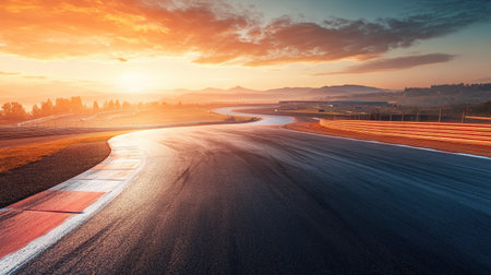 A deserted race track leading towards Planet Earth, highlighting the global challenge of motorsportの素材