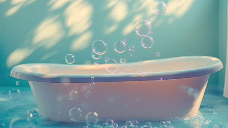 Bubbles forming in a bathtubの素材