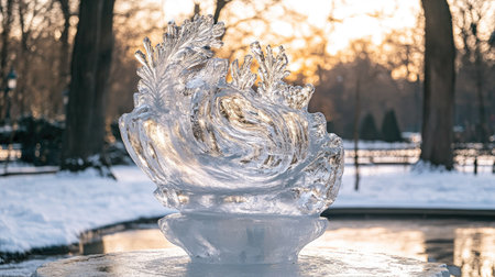 Ice sculpture in a parkの素材