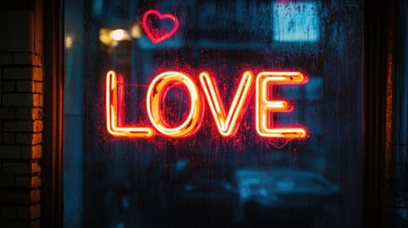 Neon sign with the word "LOVE"の素材