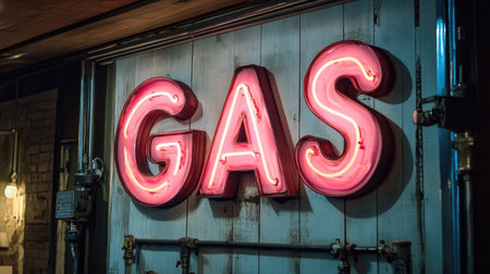 Neon sign with the word "GAS"の素材