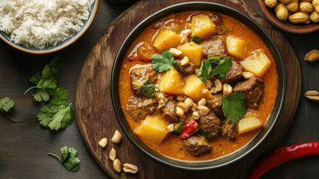 Massaman curry with beef, potatoes, and peanutsの素材