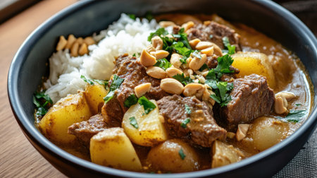 Massaman curry with beef, potatoes, and peanutsの素材
