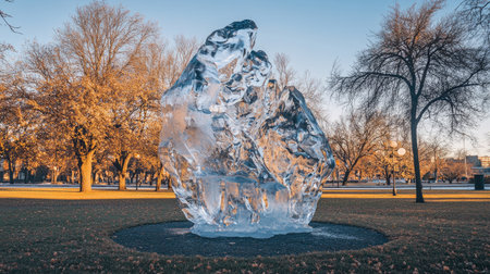 Ice sculpture in a parkの素材