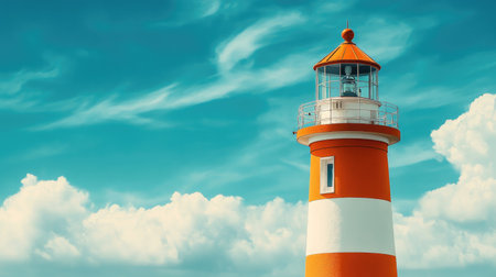 Orange and white striped lighthouseの素材
