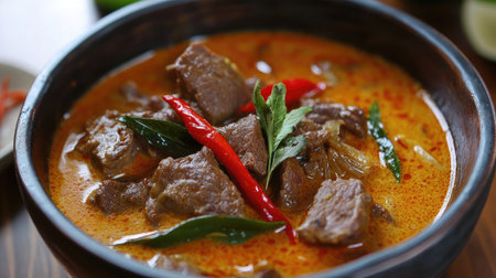 Gaeng daeng red curry with beef and coconut milkの素材