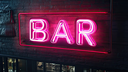 Neon sign with the word "BARの素材