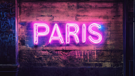 Neon sign with the word "PARISの素材
