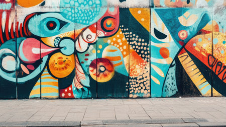 Vibrant graffiti art on a city wallの素材