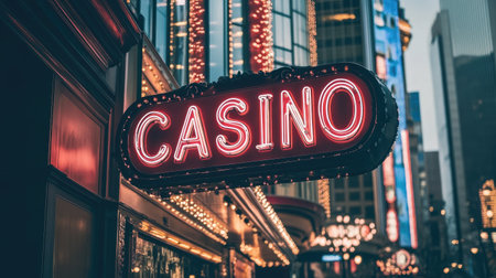 Neon sign with the word "CASINO"の素材