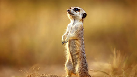 Playful meerkat standing on its hind legsの素材