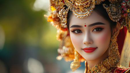 A beautiful Thai woman in a traditional costume.の素材