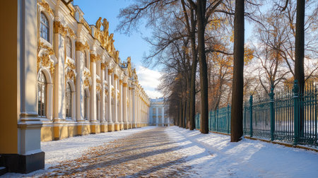 A view of the Hermitage Museum in St. Petersburg.の素材