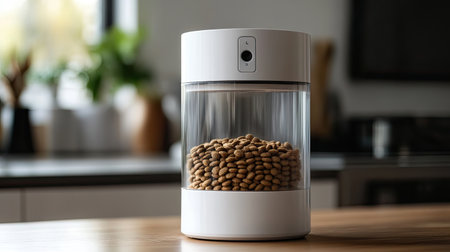 A dog food dispenser with a timer.の素材