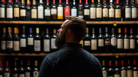 A wine enthusiast collecting wine bottlesの素材