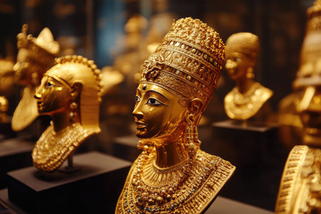 Gold cultural role in ancient civilizations, used in religious artifacts and royal attireの素材