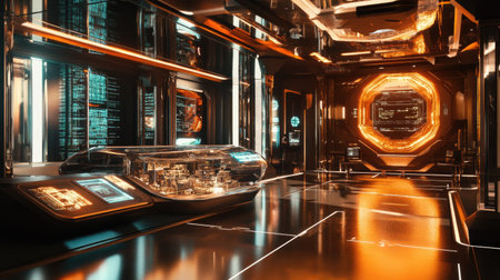 A futuristic lab showcasing the technology behind gold recycling from old electronicsの素材