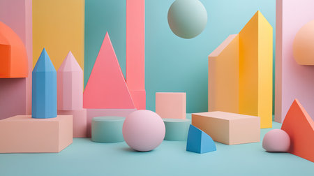 Pastel-colored geometric shapesの素材