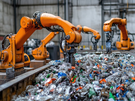 Recycling industry with robots efficiently sorting and processing recyclable materialsの素材