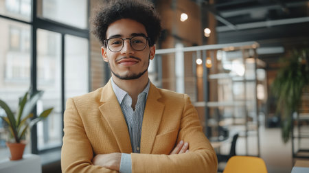 young businessman leading a diversity inclusion workshop, presenting data on social impact and equality in a modern officeの素材