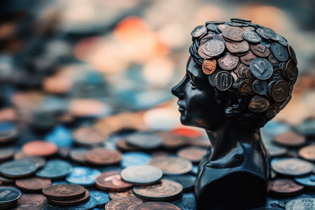 Behavioral economics showing psychological factors influencing economic decisions and market trendsの素材