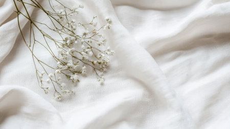 White background with a subtle linen texture, adding softness and elegance to the visualの素材