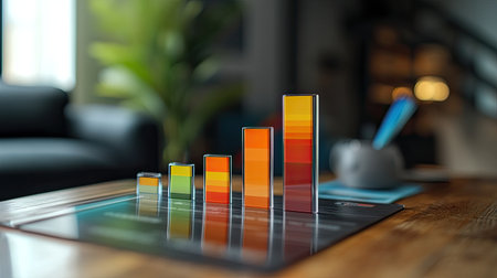 Custom bar graph showing company revenue, sleek design with personalized color scheme, clear data labels, modern corporate styleの素材