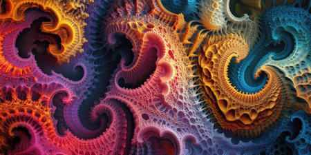 Fractal graph with endless recursion patterns, sharp geometric visuals, vibrant colors, highly detailedの素材