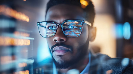 A software engineer writing code for an artificial intelligence project, focusing on machine learning algorithms and data analysisの素材