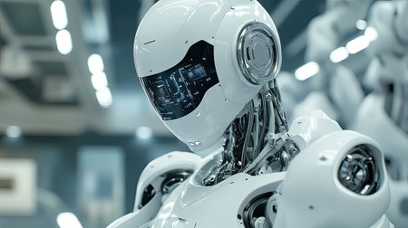 Advanced machine technology showcasing robotics and artificial intelligence in actionの素材