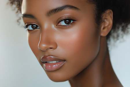 Fresh skin model with a radiant complexion, smooth and flawless textureの素材