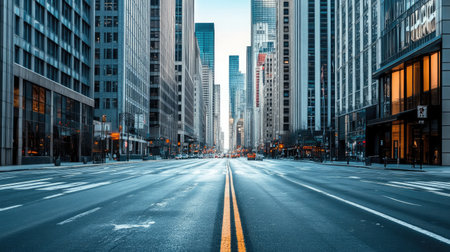 Copy space in an urban setting, city streets providing a modern backdropの素材