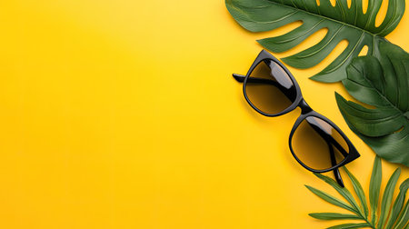 Copy space on a yellow background, bright and cheerful for fun, casual promotionsの素材