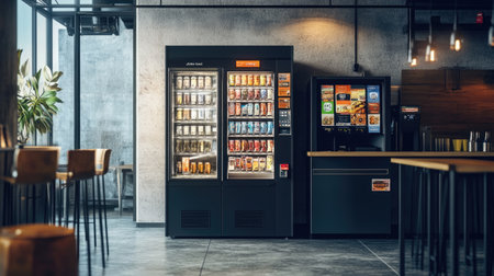 Vending machine with digital payment options, modern and high-techの素材