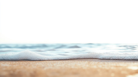 Isolated background of a beach, blurred horizon, white backdropの素材