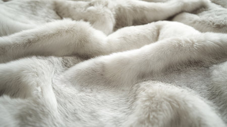 a rabbit fur texture with incredibly fine and soft fibers in white and light grey, creating a silky smooth feel.の素材