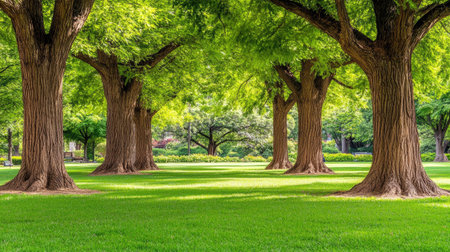 A serene grove of tall pine trees showcasing their majestic trunks and vibrant green foliage. Perfect for nature lovers and outdoor enthusiasts.の素材